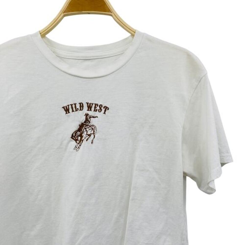 Wild West‎ embroidered boxy crop horse tee cotton